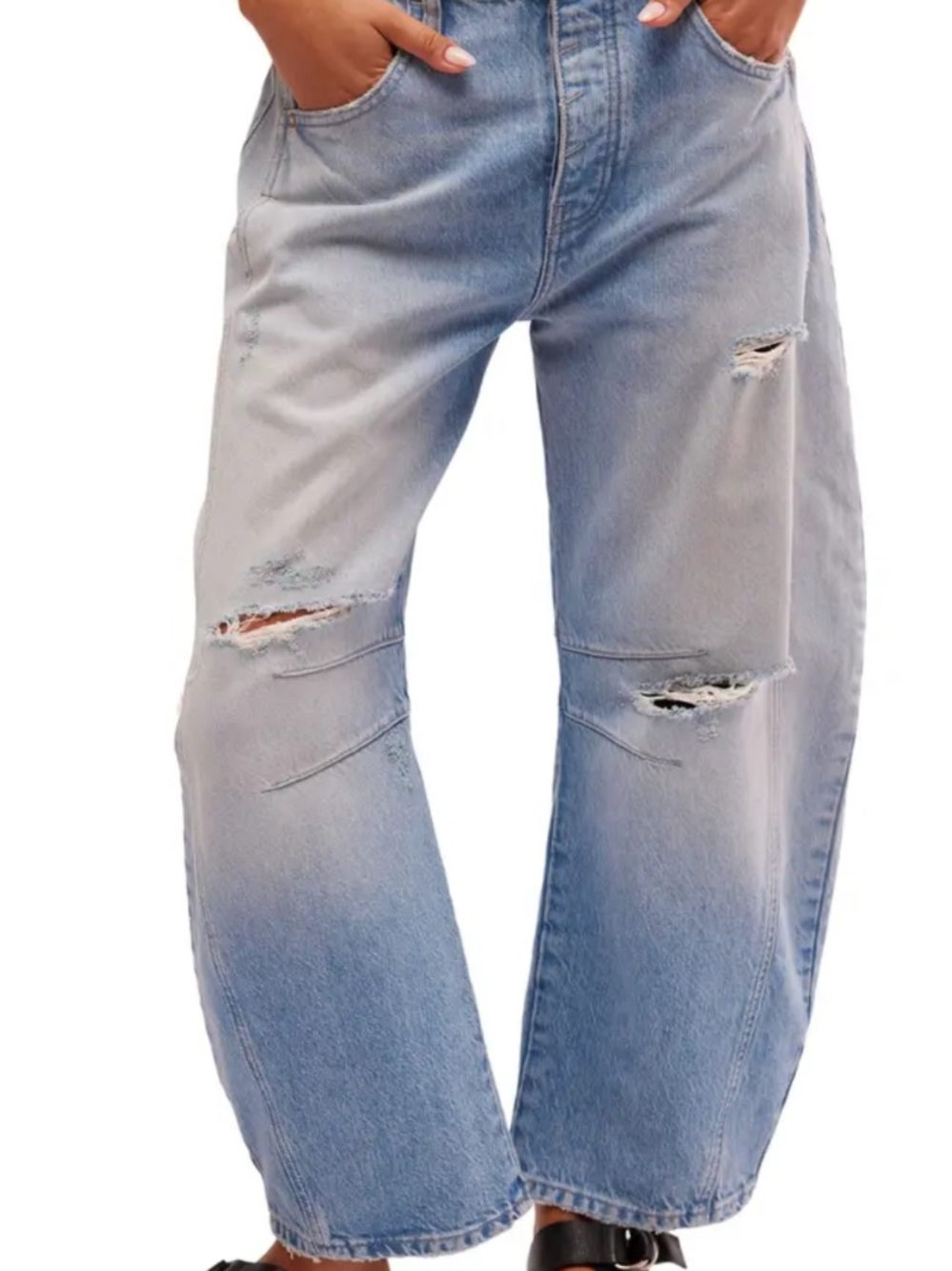 (SIZE 24) FREE PEOPLE WE THE FREE GOOD LUCK MID RISE BARREL
